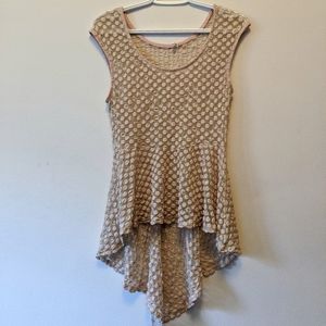 Pink textured sheer peplum long back